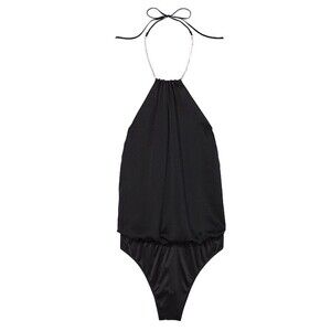 Victoria’s Secret Very Sexy Twinkle Strap Satin Teddy Bodysuit Black Size M